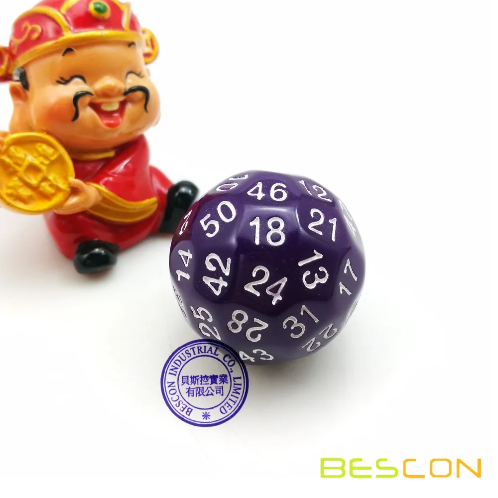 

Bescon Polyhedral Dice 50-sided Gaming Dice, D50 die, D50 dice, 50 Sides Dice, 50 Sided Cube of Purple Color