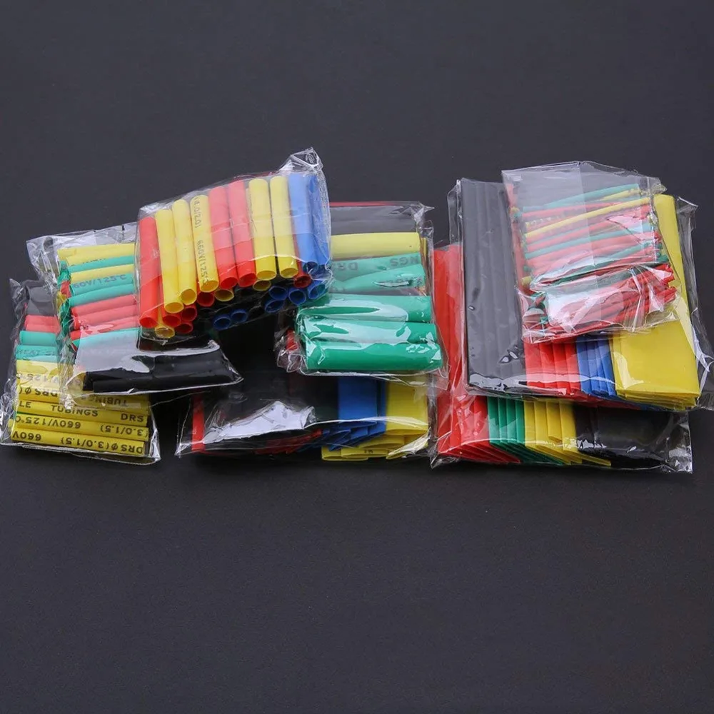 164/328 Pcs Heat Shrink Tube 2:1 Polyolefin Shrinking Tubing Sleeve Wrap Wire Set Tubing Wrap Sleeve Assorted Kit