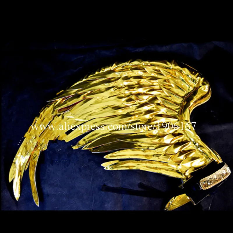 금도금 캣워크 쇼 의상, 날개 세트 의상, 파티 가수 DJ KTV 바 공연 댄스 원피스 의상, 2015 신제품