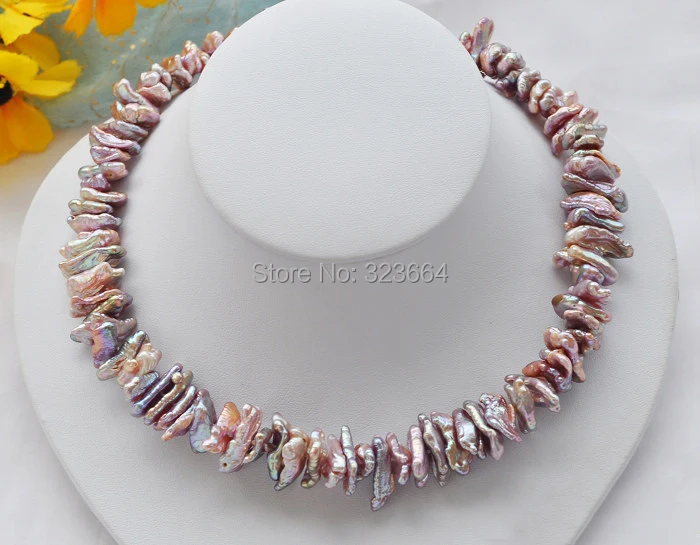 

New Style 17" DENS LAVNDER BIWA FRESHWATER PEARL NECKLACE