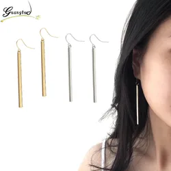 Gold & Silver Long Vertical Bar Drop Earrings For Women Minimalist Piercing Jewelry Geometric Dangle Earrings Brincos Bijoux