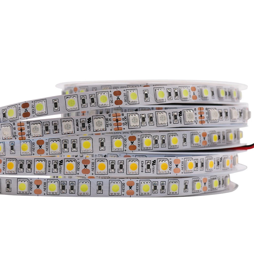 

5050 Led Strip Light DC 12V Natural White/Warm White /RGB 60LED/m 5m Flexible LED Lights Tape High Brightness Lamp Strips