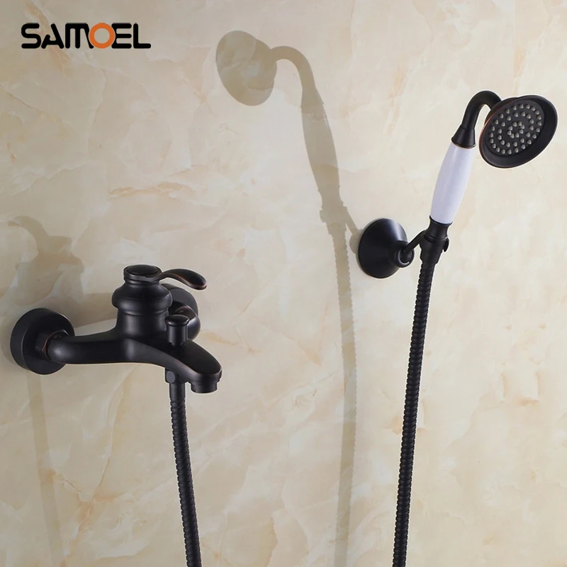 New Black Brass Bathroom Hand Shower Set, Surface Mounted Blackened Brass Black Shower Mixer  SF1028