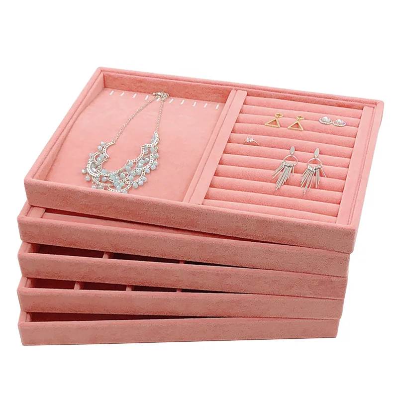Velvet Ring Earrings Display Tray Slot Fashion Jewelry Cufflinks Organizer Holder Case Box Showcase Ring Earring Jewelry Display