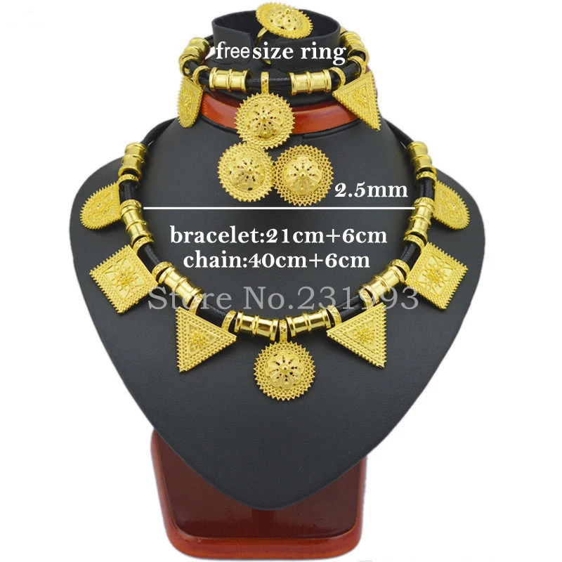 Ethlyn لطيف و جديد مجوهرات الإثيوبية الذهب اللون حبل مجموعات ل الأفريقي/إثيوبيا/إريتريا النساء مجوهرات الزفاف مجموعات S25 #3
