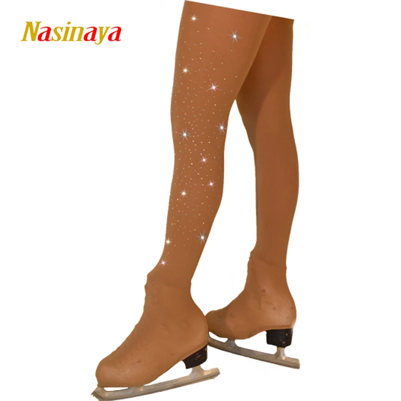 

Figure Skating Competition Training Women's Pantyhose Artistic Gymnastics Tight Fit Warm Dance Beige Black Color