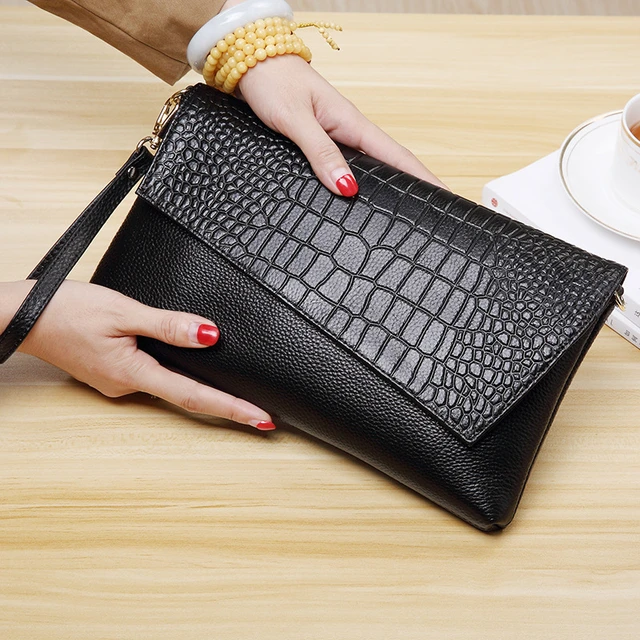 Fashion Genuine Leather Clutch Bag female Wallet Handbag Shoulder bags Clutch Purse Ladies Crossbody Bags for Women 2019 AliExpress