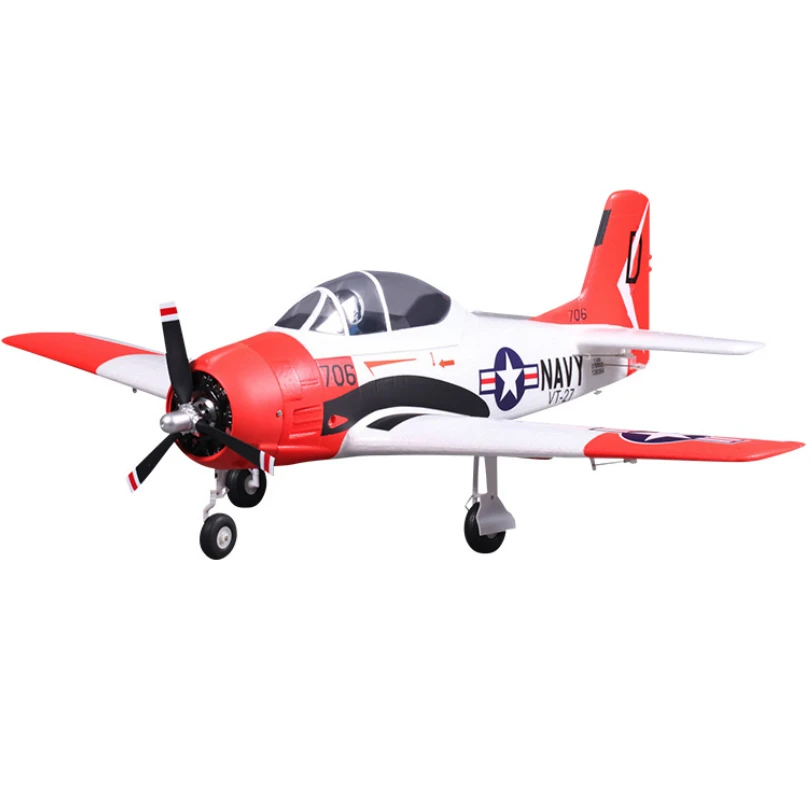 FMSRC 800MM Mini T28 T-28 Trojan V2 Red 4CH 2S PNP EPO RC Airplane Scale Baby Small Warbird Model Plane Aircraft War II Gift