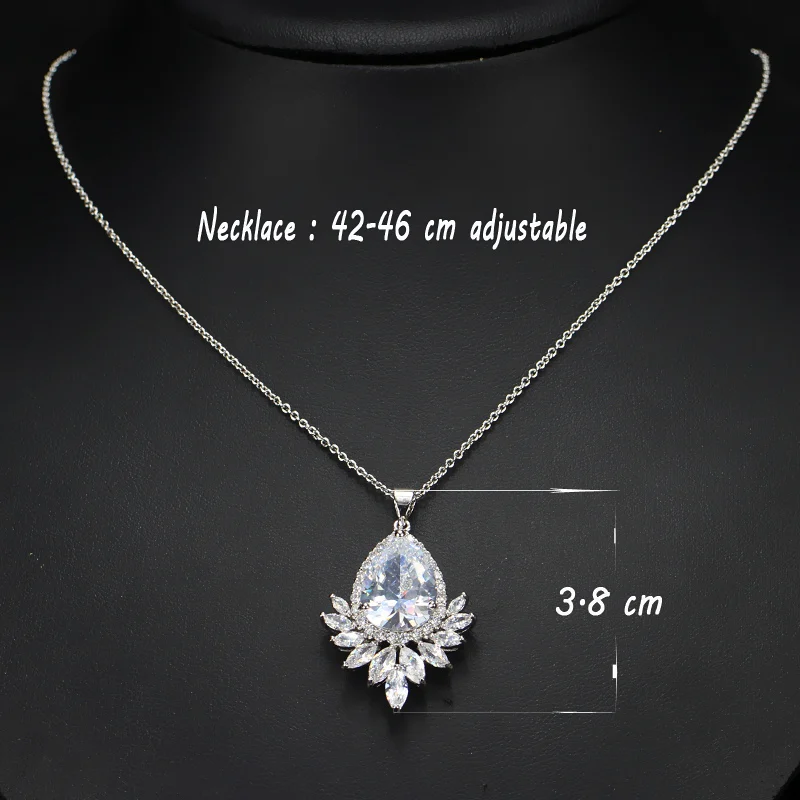 CWWZircons High Quality Big Water Drop Green Blue Cubic Zirconia Stone Necklaces Pendants For Women Fashion Jewelry Gift CP004