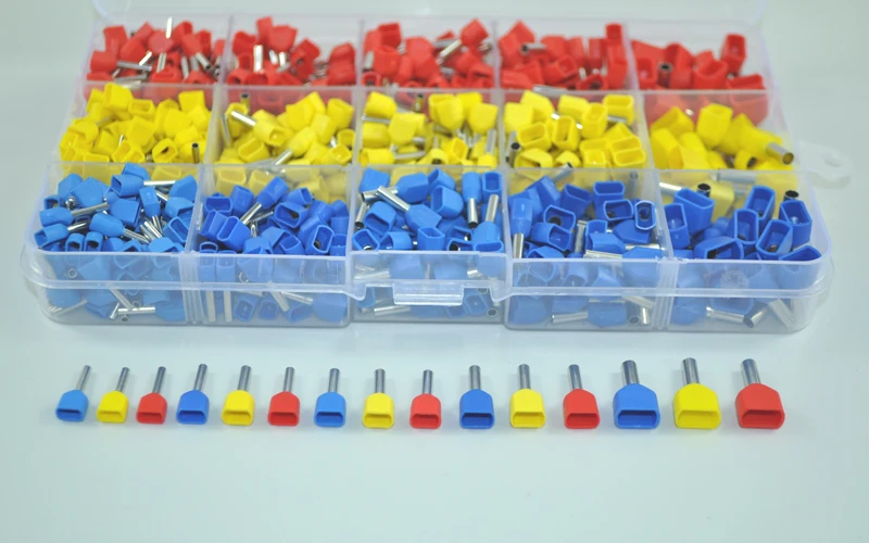 720pcs a lot  twins Dual Bootlace Ferrule teminator Kit Electrical Crimp Dual entry cord end wire terminal connector