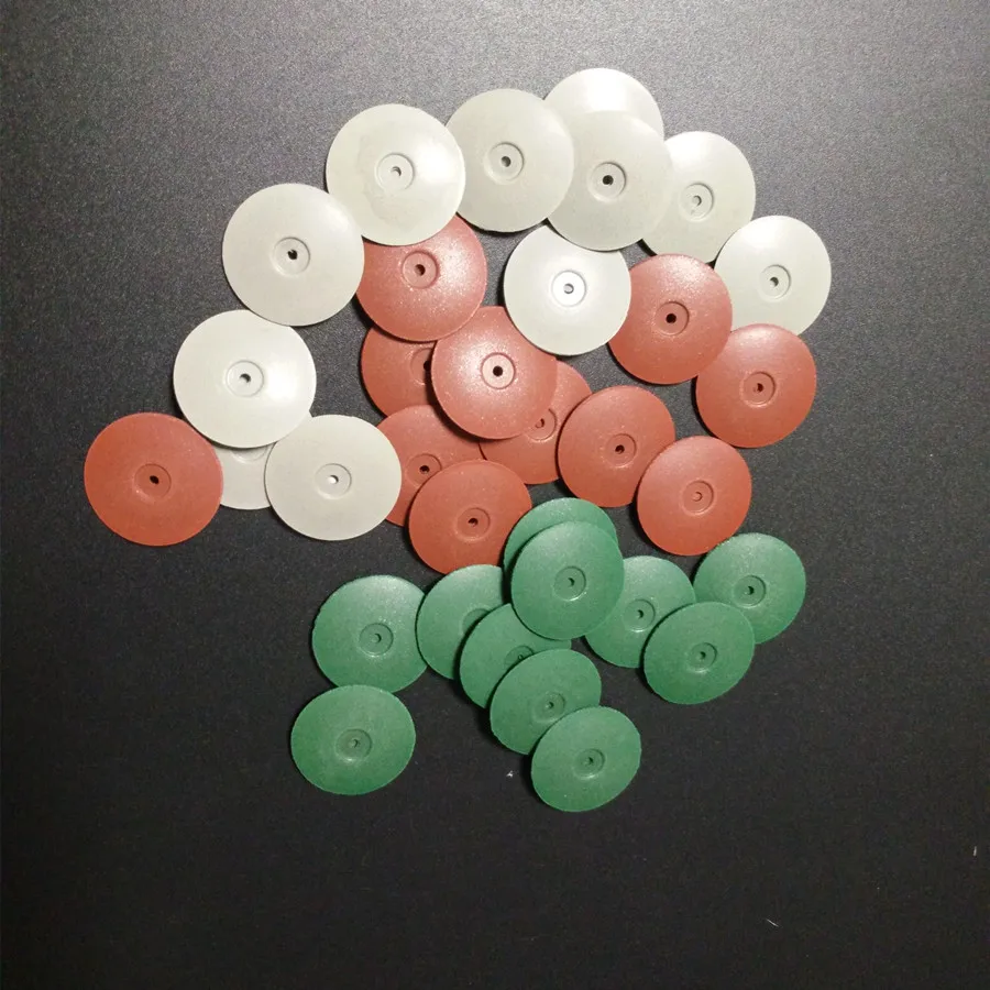 30Pcs Dental Lab Polishing Wheels Burs Silicone Polishers Disk Coarse Gray/Brown/Green, Diameter: 22mm