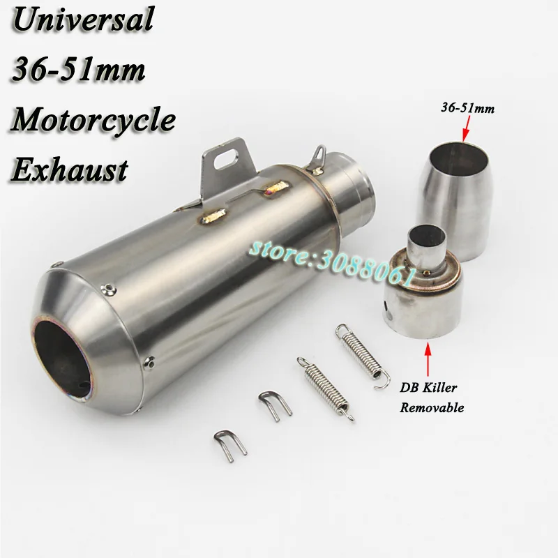 

Inlet 51mm Universal Motorcycle Exhaust Modified Stainless Steel Muffler With DB Killer Fit For Most Motorbike For R3 Ninja250