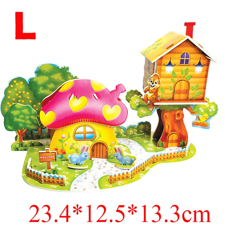 3D Puzzle Safe Foam Arts Crafts Diy Building Kits Craft Mushroom House Rabbit Squirrel Animal Tree Toys Toys for Kids