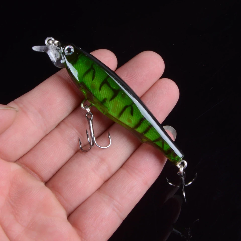 1Pcs 8cm 7.5g Fishing Lure Minnow Hard Bait with 2 Fishing Hooks Fishing Tackle Lure 3D Eyes Crankbait Carp Fishing