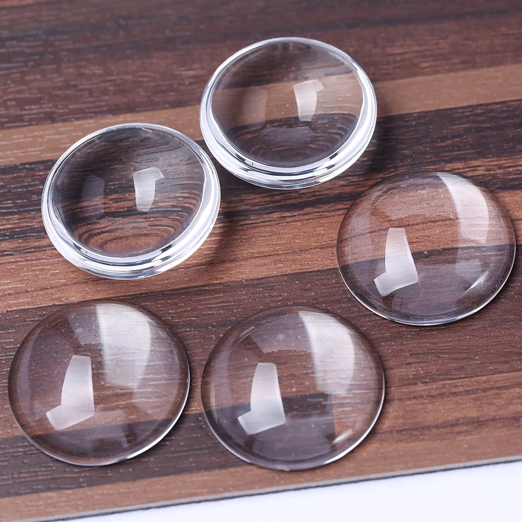 reidgaller 5pcs 25mm Flat Clear Glass Cabochon round transparent diy jewelry findings 0.7mm thick