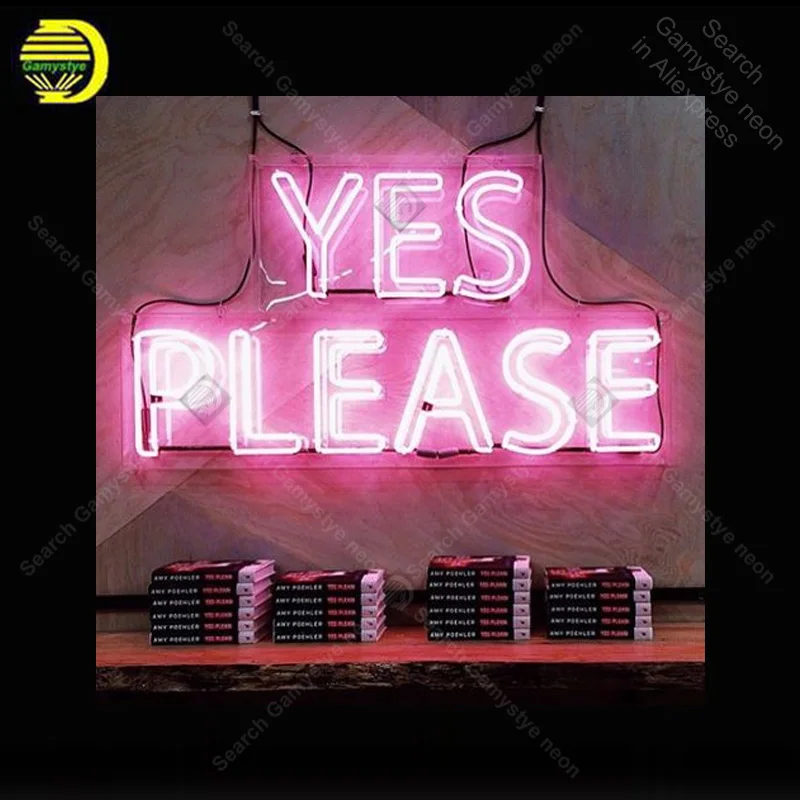 

Neon Sign for Yes please Neon Bulb sign Beer Bar Pub shop Display handcraft glass tube light Decor wall lamps advertise display