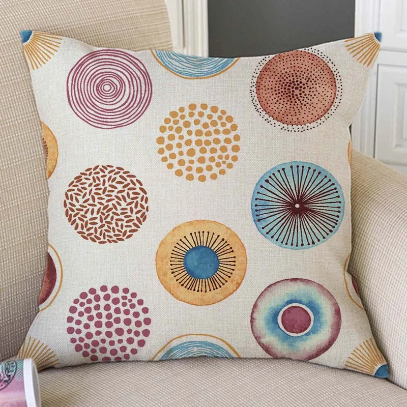 Nordic Home Decorative Sofa Throw Pillow Cover Dandelion Shape Geometric Cells Section Cotton Linen Chair Cushion Cover 45x45cm