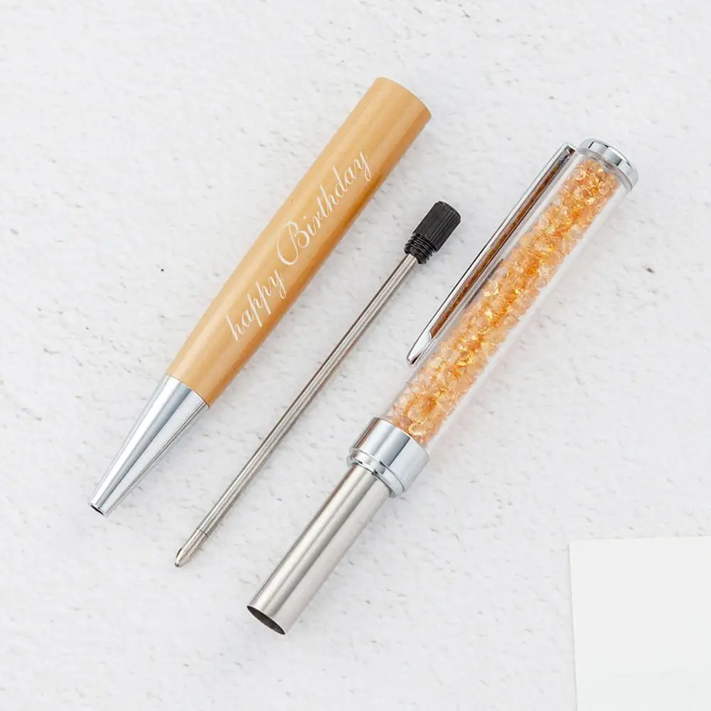 1set Crystal Colorful Metal Ballpoint Pens Creative Advertising Rotating Pen Stationery Gift Pen With Gift Box Laser Custom LOGO