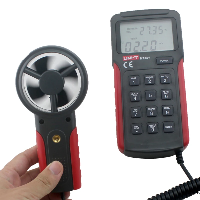 Anemometer der UNI-T UT360-Serie UT361 UT362, professioneller Tester für Lufttemperatur/Luftgeschwindigkeit/Luftvolumen