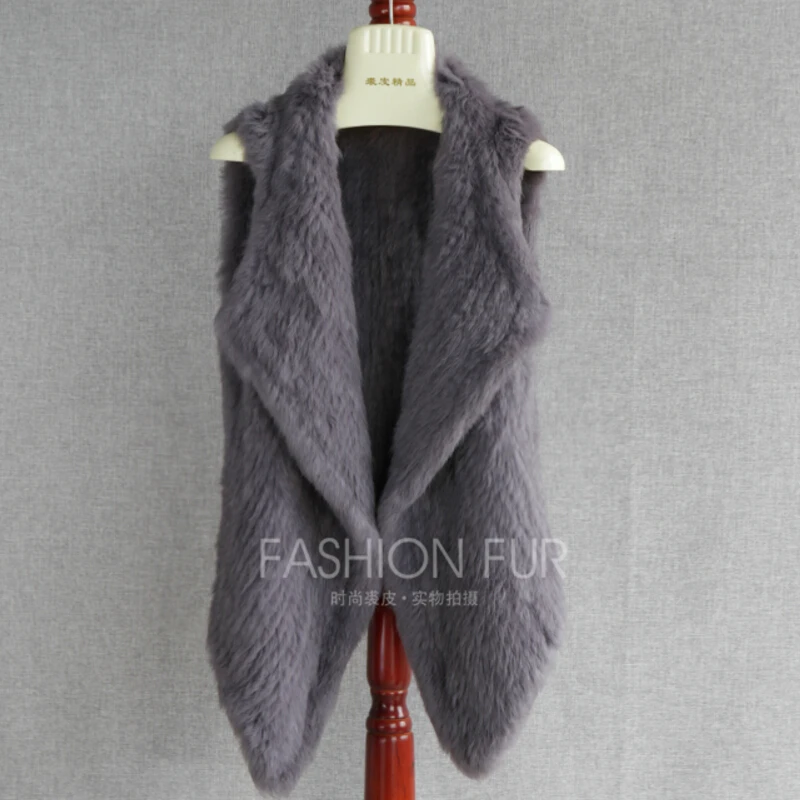 

FXFURS 2020 Top quality Women Real Fur Vest Genuine Rabbit Fur Knitted Gilet Fur Vest Lady Winter Warm Fur Gilets