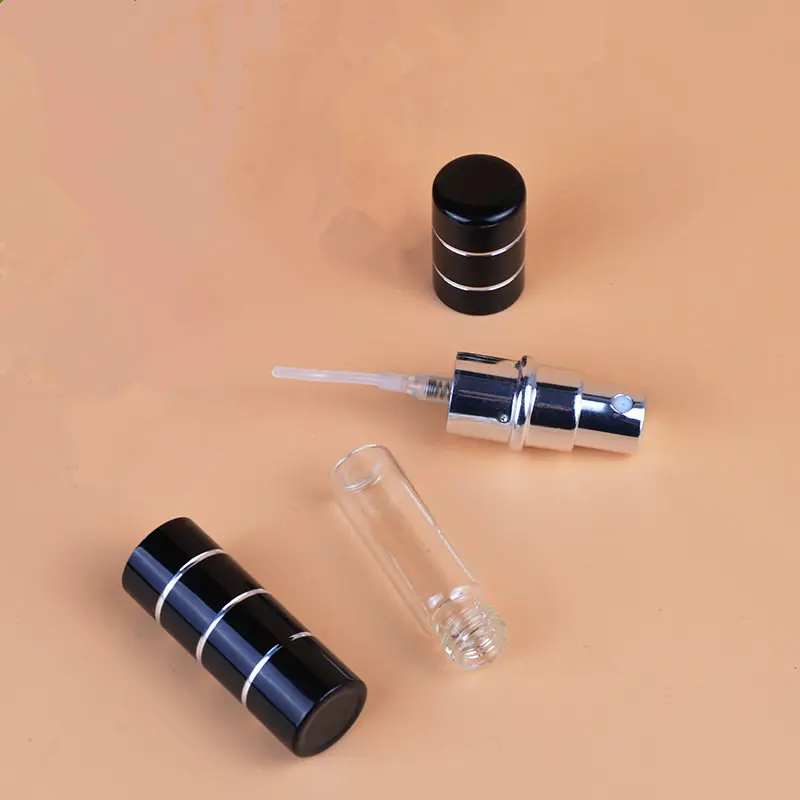 50pcs/Lot 5ml Pump Refillable Atomizer eau de Parfum Aluminum Empty Cosmetic Containers Glass Perfume Bottle Spray Scent Bottle