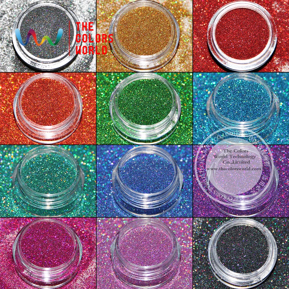 

TCT-019 Laser Color (12 kind Holographic Color) Hexagon shape Size 0.1mm Glitter for nail art gel,makeup and DIY decoration