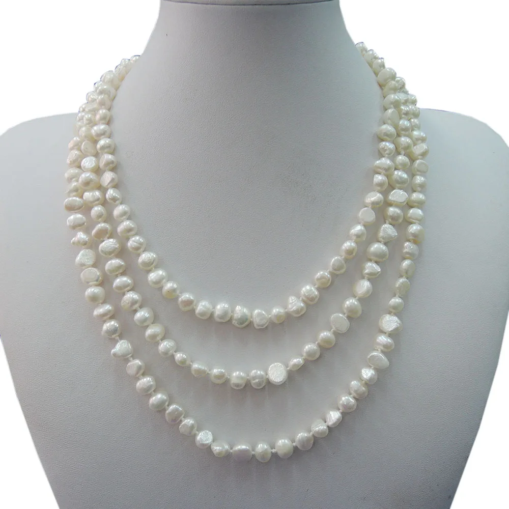 100% NATURE FRESHWATER PEARL LONG  NECKLACE-59 inch long necklace ,150 CM necklace,in many colors,white,pink,purple,gray,black