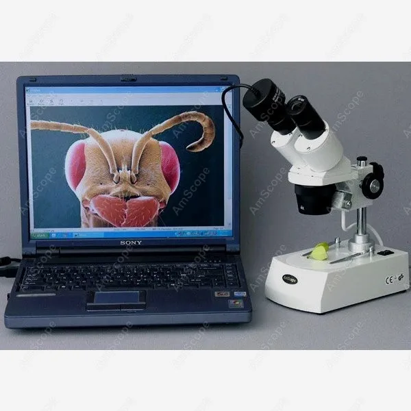 Binocular Stereo Coin Microscope--AmScope Supplies 10X-30X Binocular Stereo Coin Microscope + 1.3MP USB Camera