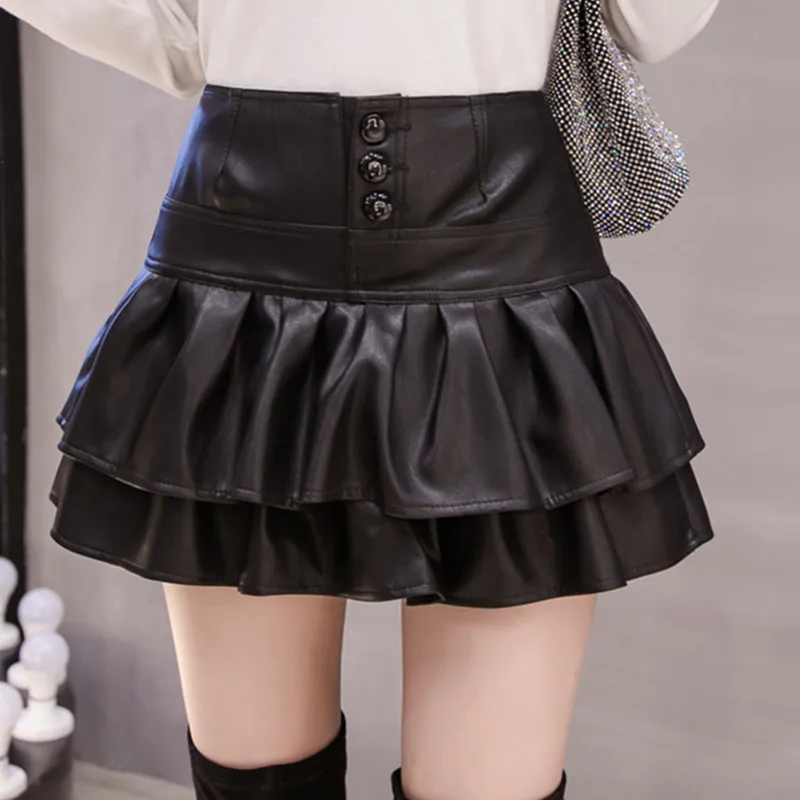 

2019 Autumn and winter wear leather shorts skirt sexy high waist PU skirt DQ260