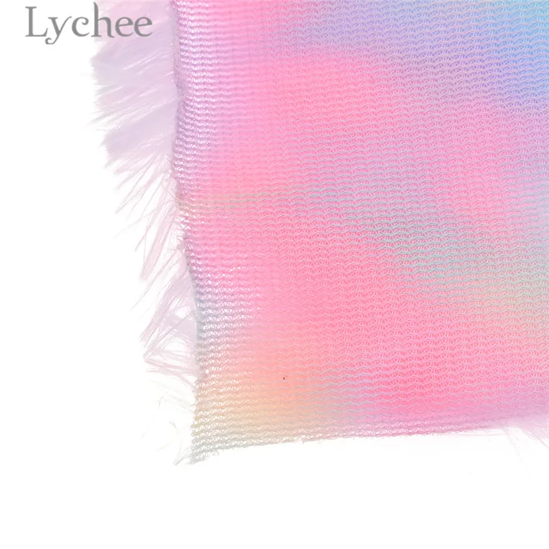 Lychee Life 21x29cm A4 Rainbow Fur Fabric High Ouality Flocking Fur Synthetic Leather DIY Sewing Material For Hair Accessories