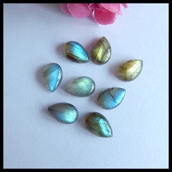 6PCS Labradorite Teardrop Cabochons Lot, Natural Stone for DIY Earrings, Necklace, Bracelet