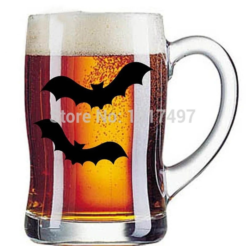 

12pcs Halloween Decoration Bats Wall Sticker Cool Party/Bar Accessories Wine Glass Vinyl Wall Decals Halloween Art Decor