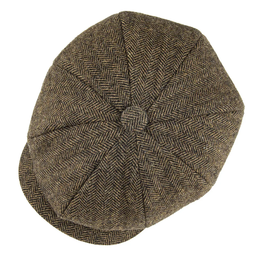 BOTVELA-Boné de jornaleiro de lã Tweed para homens e mulheres, boina vintage, boné de condução plana British Gatsby, chapéu retro