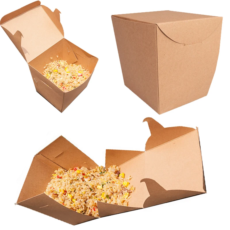 

Packing Box Disposable Box Salad Case With Lid Food Grade Kraft Paper Box Breakfast Takeout Lunch Folding Box Environmental Box