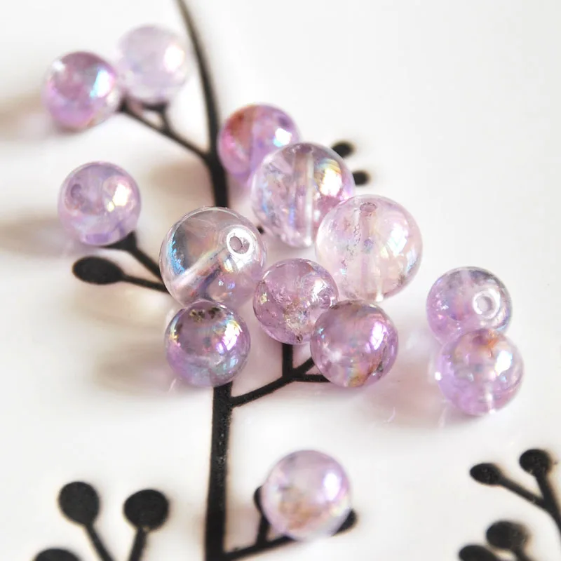 Natural Angel Aqua Aura Lavendar Purple Amethyst 8-12mm Round Loose Beads Jewelry Making DIY For Women