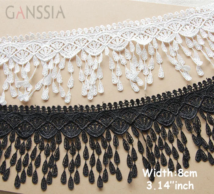 1yard Width:8cm Water Soluble Tassels Lace Dress Trim Ribbons DIY Sewing Garment Handmade Accessories(ss-657)