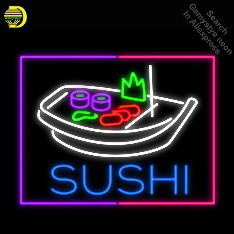 Sushi Boat Neon Signs Cleveland Handcrafted Custom Restaurant Neon Bulb Beer Bar Pub Iconic Sign Commercial Light Super Bright