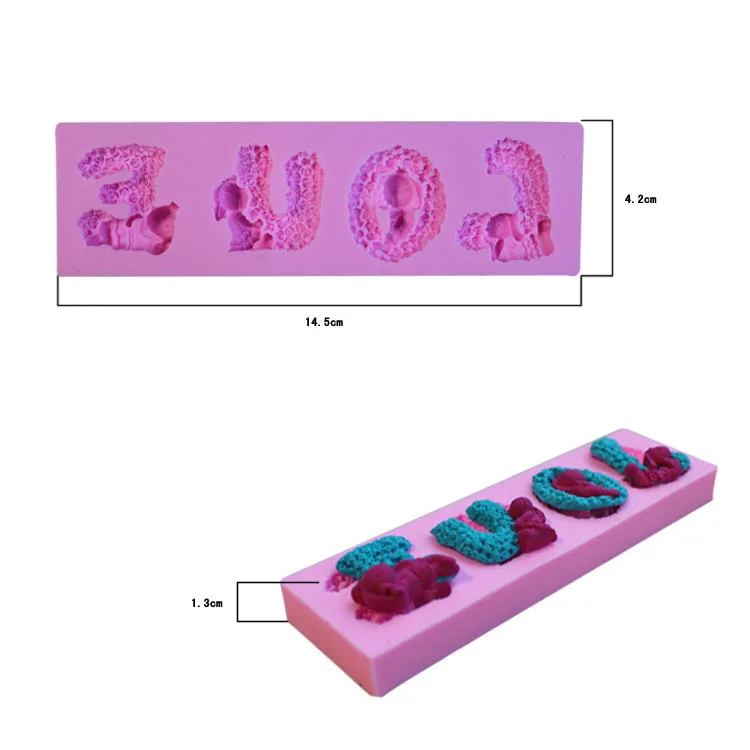 LOVE Words To Wear Skirt Rabbit Silicone Double Sugar Cake Mould Chocolate Mould Ultralight Clay Mould D458