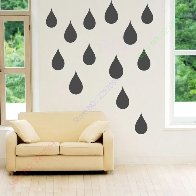 New Little Raindrop Wall Sticker Wall Decal, Removable DIY home decoration art Wall decors 4x7cm 39pcs