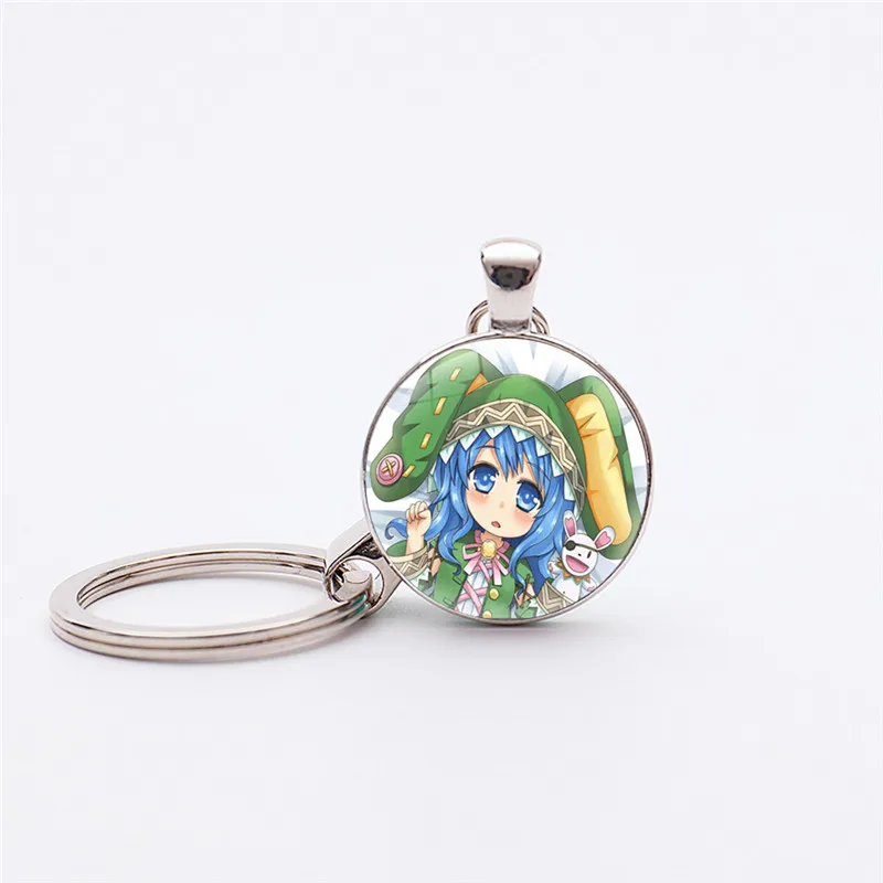 Popular Anime Date A Live Silver Plated Keychain Hermit Cute Princess Key chains Jewelry bijoux anime keychains Best Friend Gift