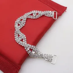 factory Outlet 1pcs 180mm* 25mm Clear Crystal Rhinestone Bikini connector buckle Metal chain Decorative