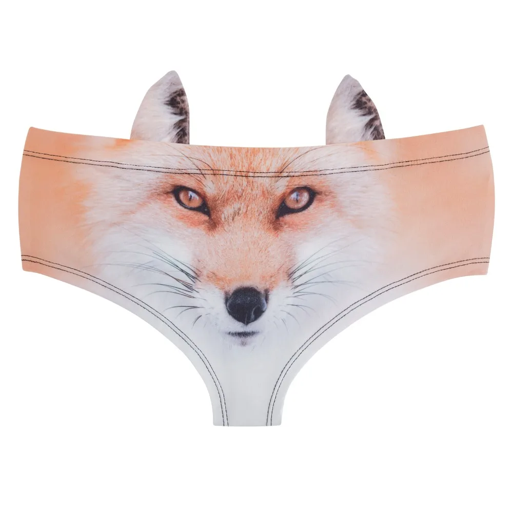 2017 New fashion 3D Printed British Kittty Animal Fox  Sexy Underwear Women Calcinha Feminina  Culotte Femme With Ears