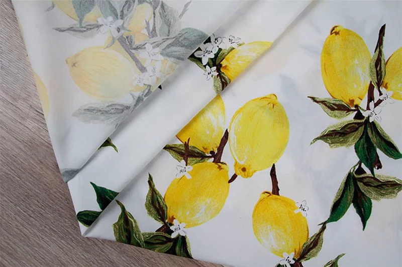 140cm Width 50s Vintage Lemon High Quality Cotton Fabric for Woman Girl Dresses Clothes Sewing Patchwork DIY