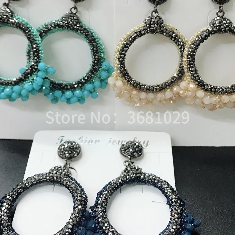 

2018 European and American Fashion Exaggeration Hollow Big Circle Crystal Earring