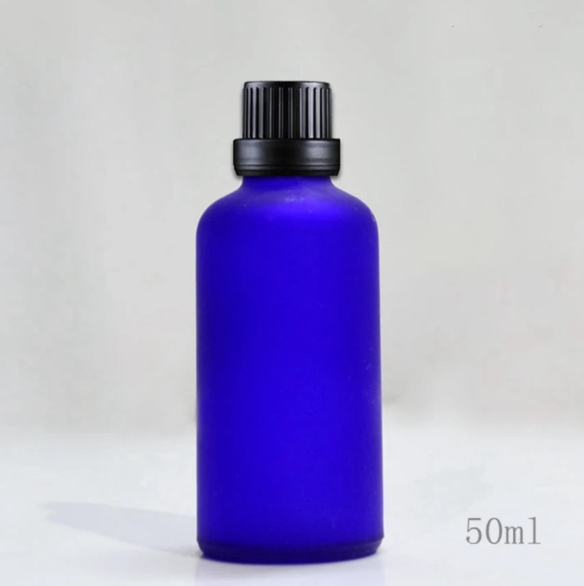 

wholesale 100pcs oil bottle glass bottle ,wholesale 50ml blue glass frosted packing bottles, 50 ml debugging glass jar 3 color