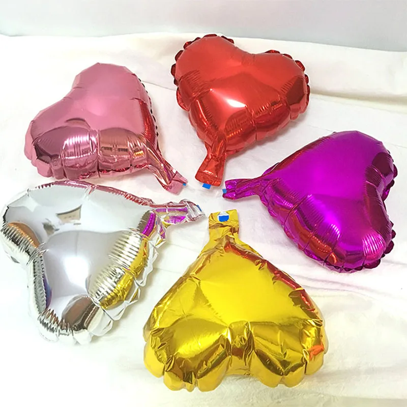 10 Pcs 10 Inches Heart Balloons Love Wedding Star Aluminum Foil Balloons Inflatable Birthday Balloon Party Decoration Supplies