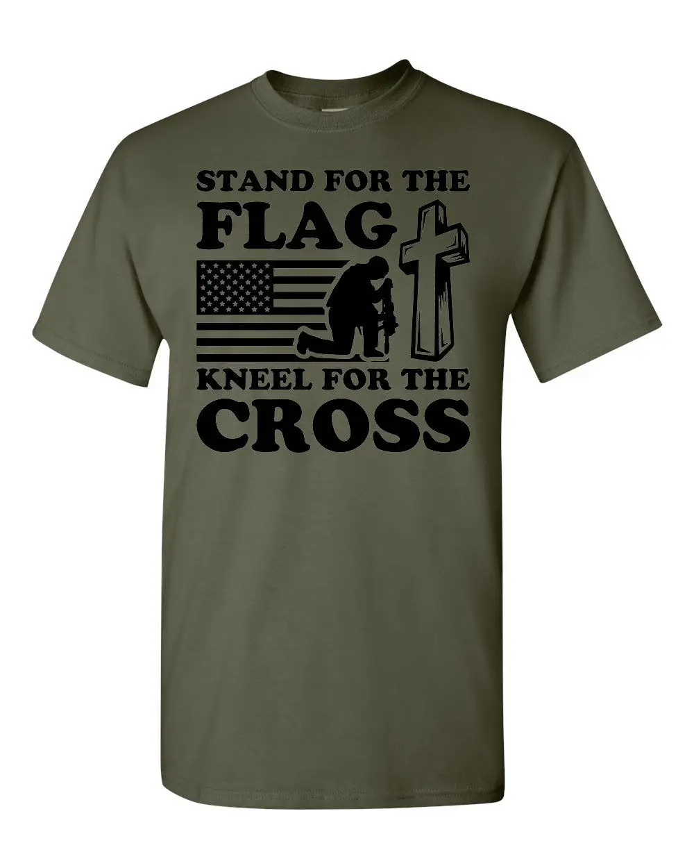 Hot Sale 100% Cotton Stand For The Flag Kneel For The Cross Usa 2A Guns Military 4X4 Sig M&P Patriot Tee Shirt