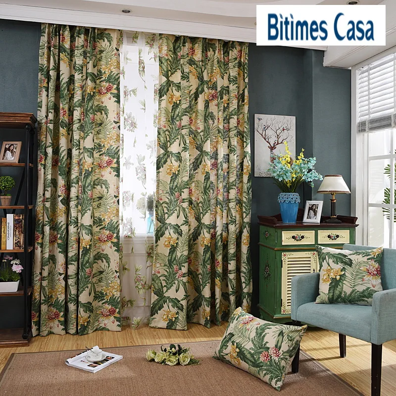 Hawaii Spring Style Blackout Windows Curtain Moderate Shading Rate For Living Room Bedroom  New Pastoral