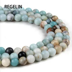 REGELIN4mm 6mm 8mm 10mm 12mm Matt Natural Amazonite stone beads Forest Loose Round beads For jewelry making Wholesale and Retail