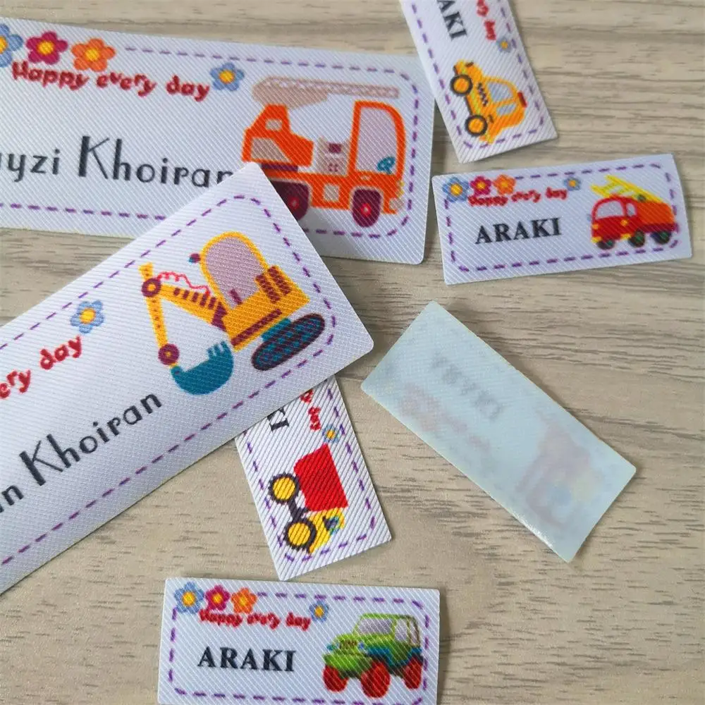 Custom Cartoon cute ironed Name cloth Tags, Organic Cotton Labels/ Clothing Labels/Child name label Logo Tags/Ironing name label